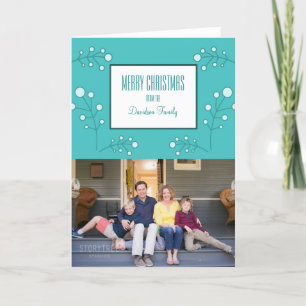Festiva Tarjeta fotográfica Turquoise Modern Berry Holiday