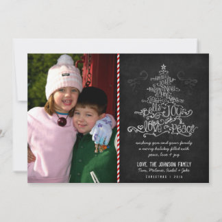 Festiva Tarjeta fotográfica Typographic Christmas Tree Cha