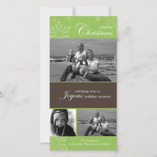 Festiva Tarjeta fotográfica verde para la flauta de nieve 