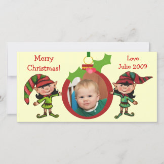 Festiva Tarjeta fotográfica Vintage Christmas Elves