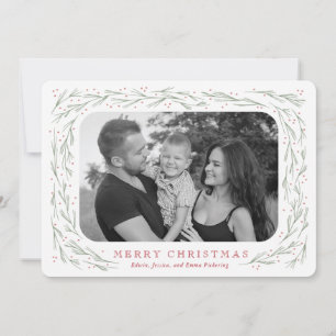 Festiva Tarjeta fotográfica Watercolor Pine Border