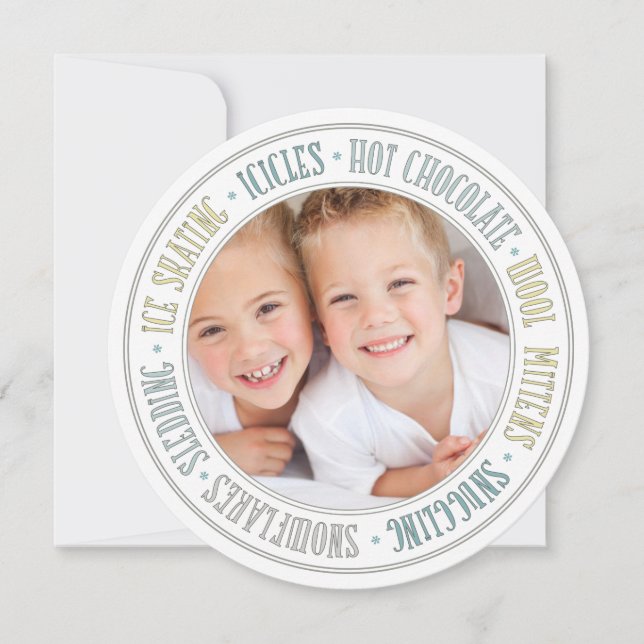 Festiva Tarjeta fotográfica Winter Fun Merry Christmas Rou (Anverso)