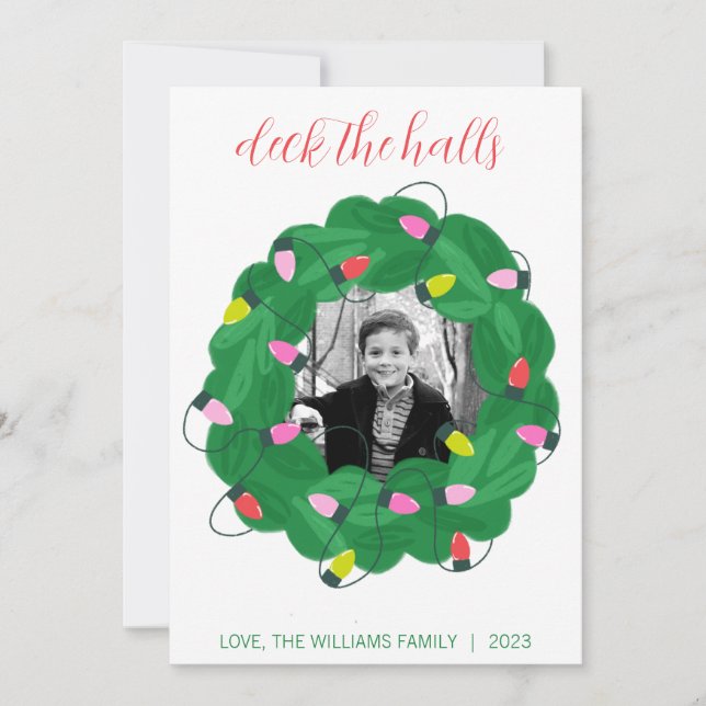 Festiva Tarjeta fotográfica Wreath para navidades (Anverso)