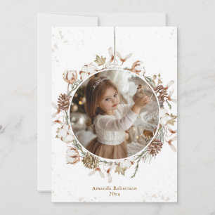 Festiva Tarjeta fotográfica Wreath para Navidades minimali