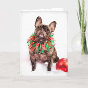 Festiva Tarjeta francesa de Navidades de Bulldog