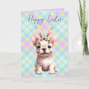 Festiva Tarjeta francesa de pascua acuarela de Bulldog