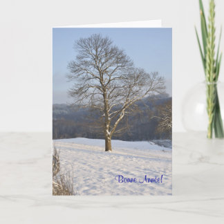 Festiva tarjeta francesa del Año Nuevo del árbol del