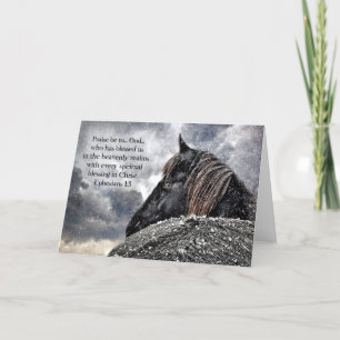 Festiva Tarjeta Friesian Horse Navidades