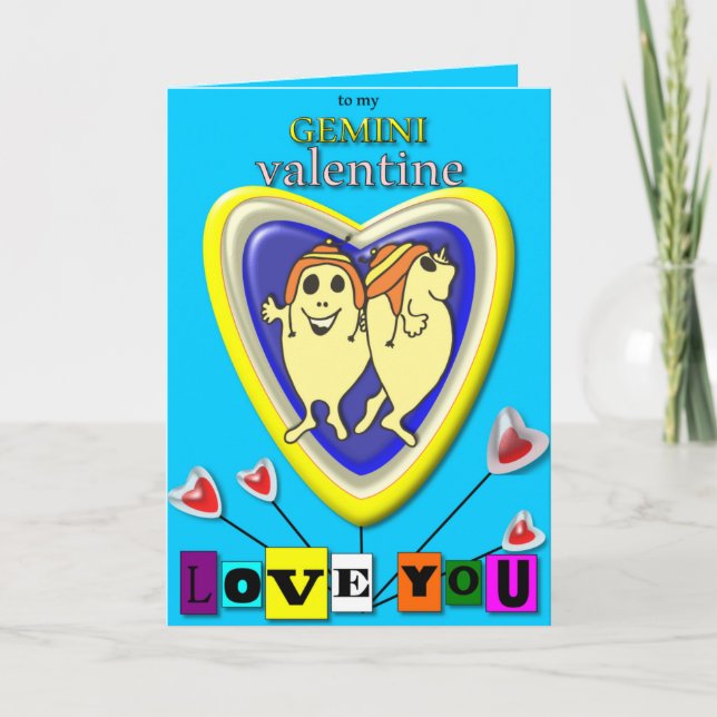 Festiva Tarjeta Gemini Valentine/Zodiac. (Anverso)