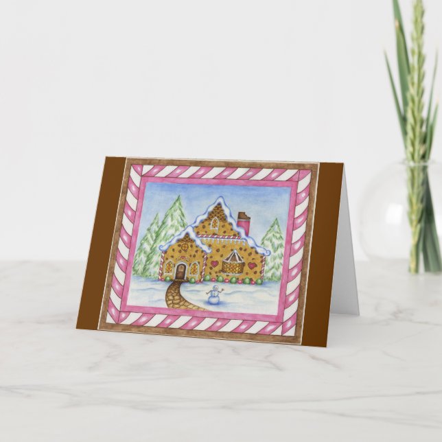 Festiva Tarjeta Gingerbread House Lodge (Anverso)