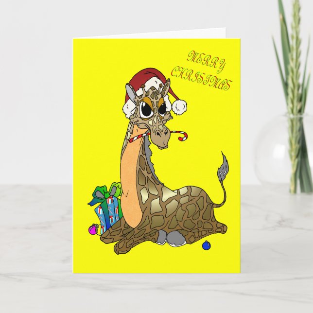 Festiva Tarjeta Giraffe para navidades (Anverso)
