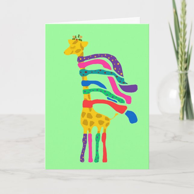Festiva Tarjeta Giraffe para navidades (Anverso)