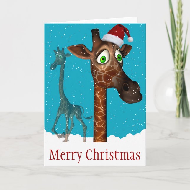 Festiva Tarjeta Giraffe para navidades (Anverso)