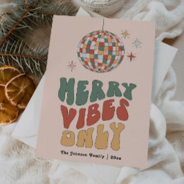 Festiva Tarjeta Groovy Merry Vibes Only Retro Navidades