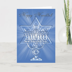 Festiva tarjeta hannukah con estrella y velas