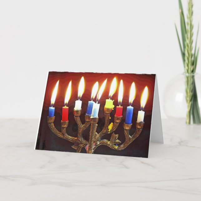 Festiva Tarjeta Hanukah Menorah (Anverso)