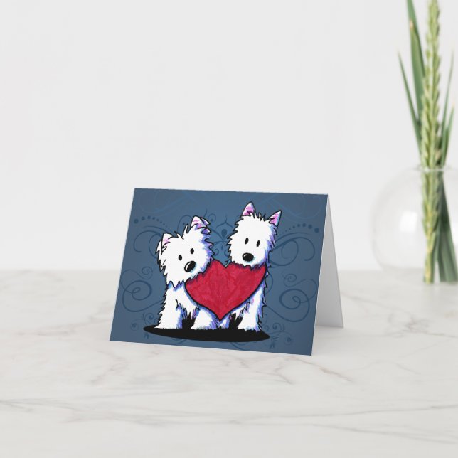 Festiva Tarjeta Heartfelt Westie Duo (Anverso)