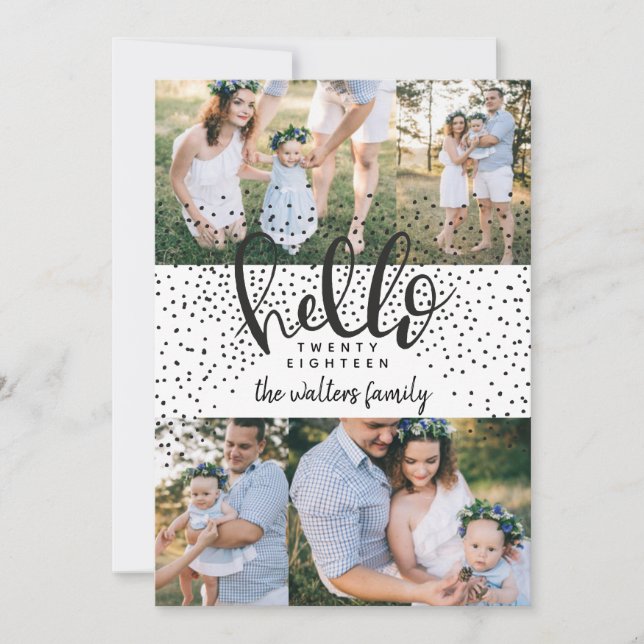 FESTIVA TARJETA HOLA DE NIEVE AÑO NUEVO (Anverso)