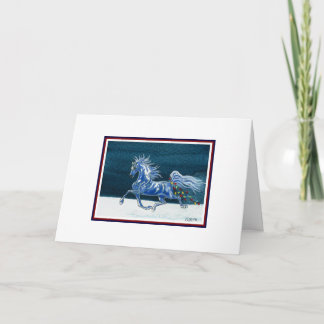 Festiva Tarjeta humorística para Navidades de caballos