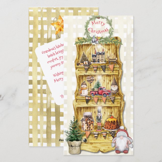Festiva Tarjeta hutch de cocina de granjas para Navidades  (Anverso / Reverso)