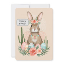 Tarjeta Impresa Boho Easter Bunny - Impresionante