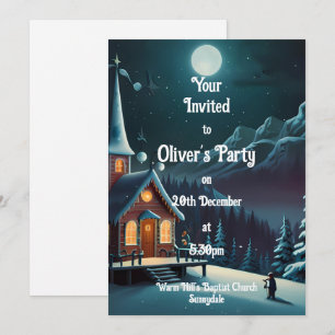 Festiva Tarjeta invitativa de cumpleaños de la Iglesia Sno