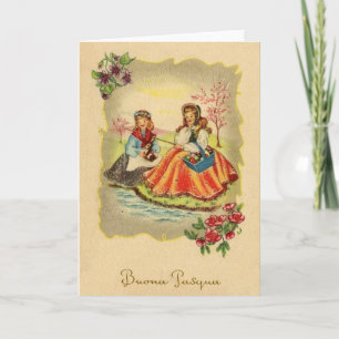 Festiva Tarjeta italiana vintage Buona Pasqua Easter