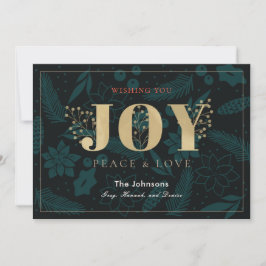 Festiva Tarjeta JOY Navy Blue Holiday Floral Pine Navidade