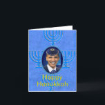 Festiva Tarjeta judía<br><div class="desc">Estrella hebrea del Yarmulke de Barack Obama del judío judío de Jánuca de presidente Card de Israel del día de fiesta de David</div>