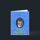 Festiva Tarjeta judía<br><div class="desc">Estrella hebrea del Yarmulke de Barack Obama del judío judío de Jánuca de presidente Card de Israel del día de fiesta de David</div>