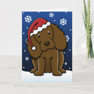 Festiva Tarjeta Kawaii Boykin Spaniel Navidades