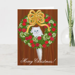 Festiva Tarjeta Kitten para navidades