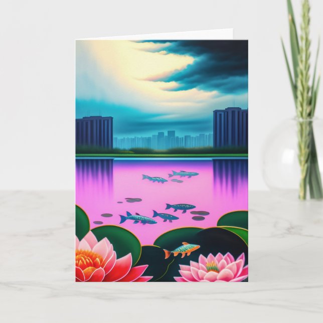 Festiva Tarjeta Koi Pond de Singapur (Anverso)