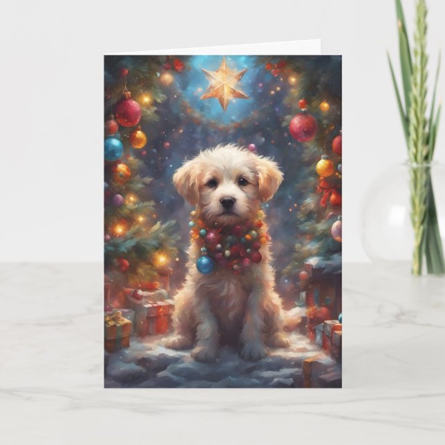 Festiva Tarjeta Labradoodle Puppy Art (Anverso)