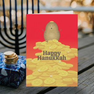 Festiva Tarjeta Latkes y Gelt Hanukkah