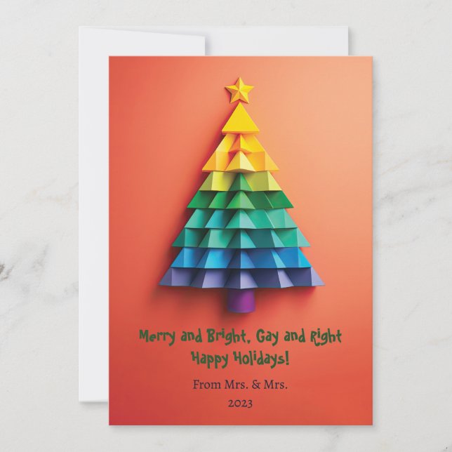 Festiva Tarjeta LGBT Rainbow Christmas Tree (Anverso)