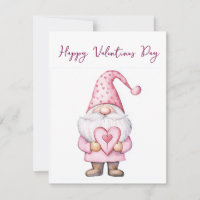 tarjeta linda con un gnomo rosa de dibujos animado