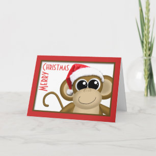 Festiva Tarjeta linda "de las Felices Navidad" del mono