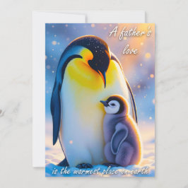 Festiva Tarjeta linda de Papá Pingüino con polluelo para P