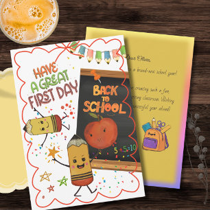 Festiva Tarjeta linda del primer día de escuela para niños