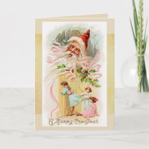 Festiva Tarjeta matutina de Navidades Vintage Santa