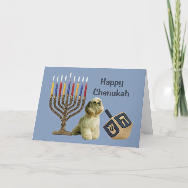 Festiva Tarjeta Menorah4 de cocker spaniel Chanukah (Anverso)