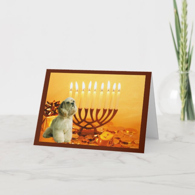 Festiva Tarjeta Menorah4 de cocker spaniel Chanukah (Anverso)