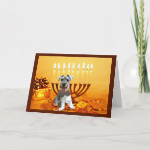 Festiva Tarjeta Menorah de Chanukah del Schnauzer