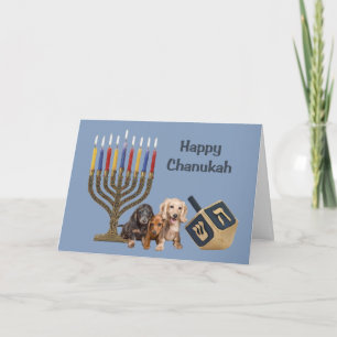 Festiva Tarjeta Menorah Dreidel2 de Chanukah del Dachshund