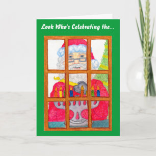 Festiva Tarjeta Menorah Santa Lighting