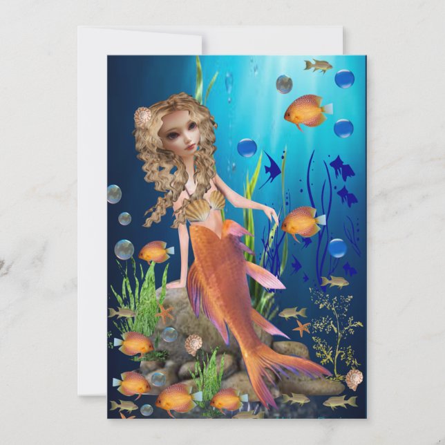 Festiva tarjeta Mermaid Flat (Anverso)