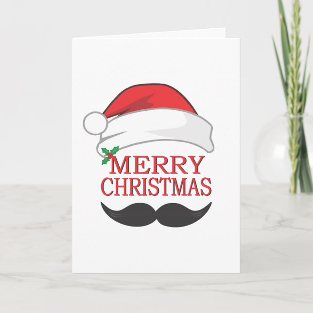 Festiva Tarjeta Merry Christmas Mustache (Anverso)