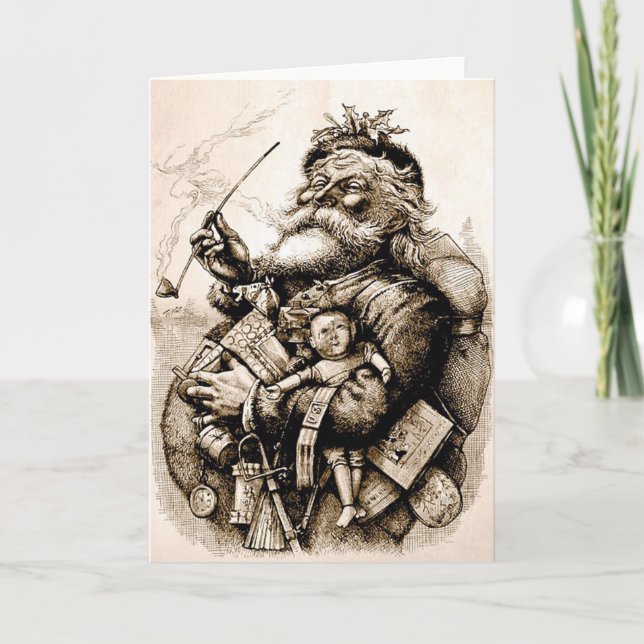 Festiva Tarjeta Merry Old Santa Claus (Anverso)