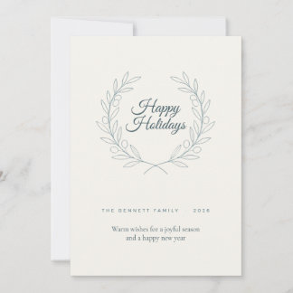 Festiva Tarjeta Minimalista de Felices Fiestas con Corona 